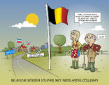 Cartoon; Het stikstofbeleid in Belgie en de vlag op zijn kop hangen