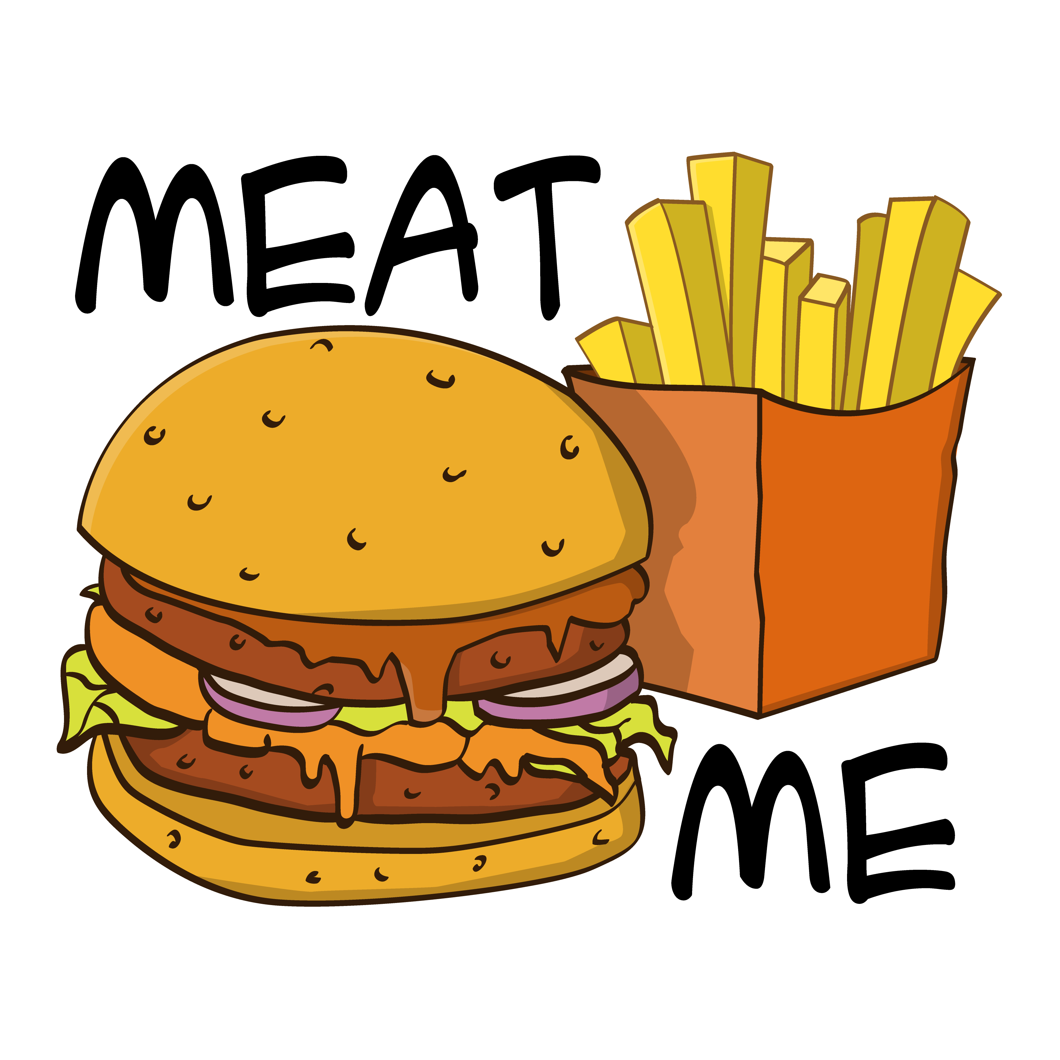 Meat me - hamburger illustratie