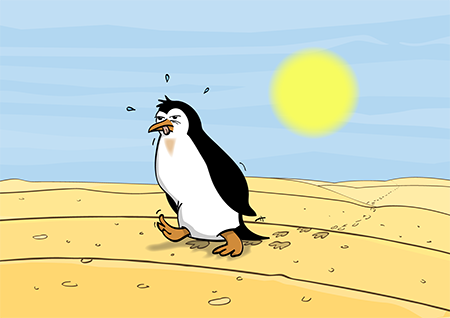 Pinguinin de woestijn - educatieve illustratie voor de Taalkanjers reeks van uitgeverij Pantyn