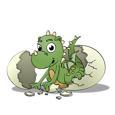 Baby draak - educatieve illustratie voor de Taalkanjers reeks van uitgeverij Pantyn