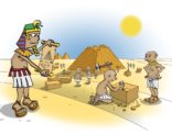 Illustratie voor de wiskanjers; bouwen in Egypte