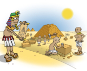 Illustratie voor de wiskanjers; bouwen in Egypte