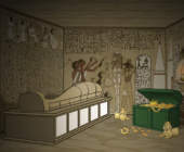 Illustratie voor Wiskanjers; schat in grafkamer Egypte.