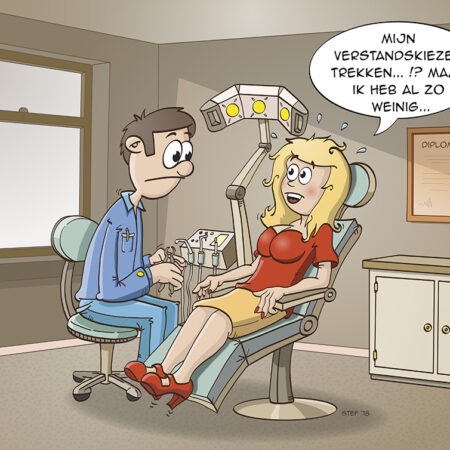 Cartoon; "Blondje bij de tandarts”