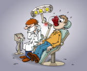 Cartoon; Gaten maken voor gevorderden bij de tandarts