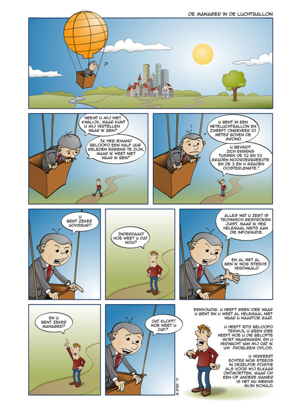 Een pagina strip; De manager in de luchtballon