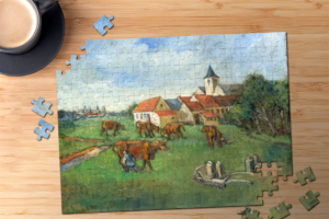 Koeien puzzel op tafel
