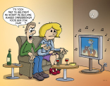 cartoon: Zin en onzin van televisie reclame. Wanneer wordt het teveel?