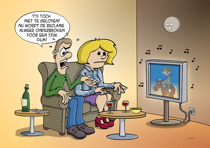 cartoon: Zin en onzin van televisie reclame. Wanneer wordt het teveel?