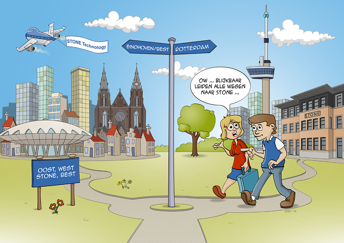 Alle wegen leiden naar Stone - promotie illustratie opening Eindhoven