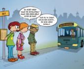 Cartoon over zwartrijden met de bus