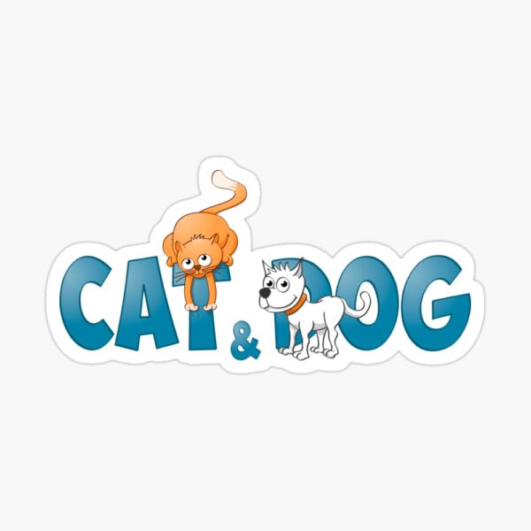 Cat and dog sticker